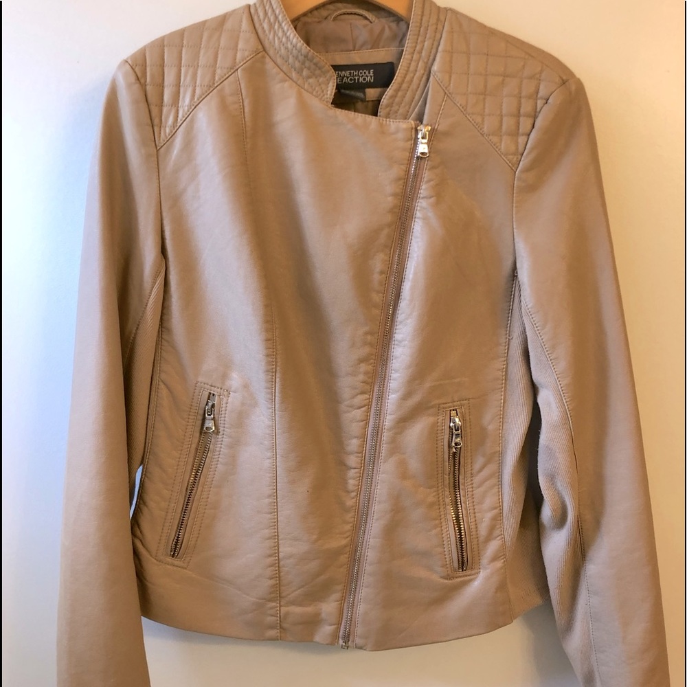 Kenneth Cole Reaction Faux Leather Coat NWOT Med